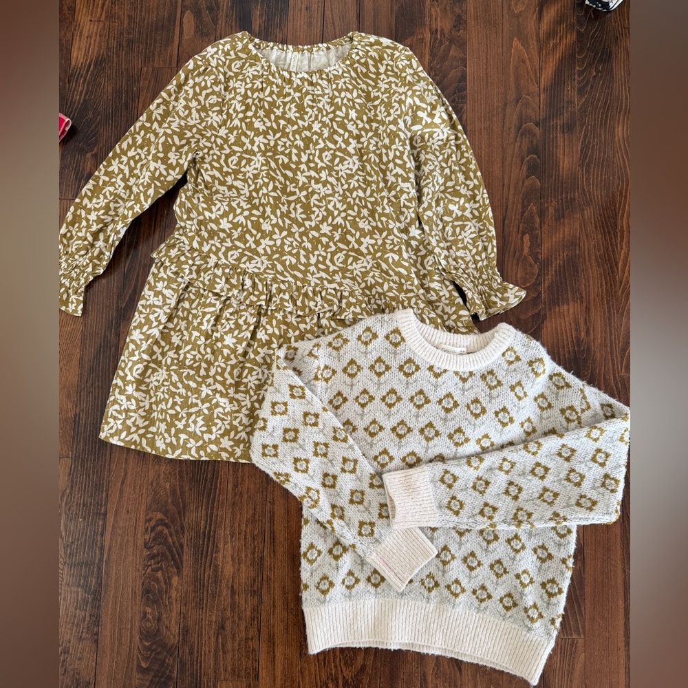 Floral Dress and Patterned Sweater Set